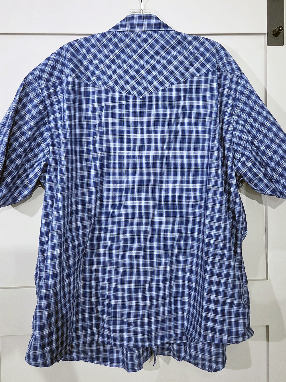 Wrangler Blue and Black Plaid Western Pearl Snap Shirt - Picture 2 of 3